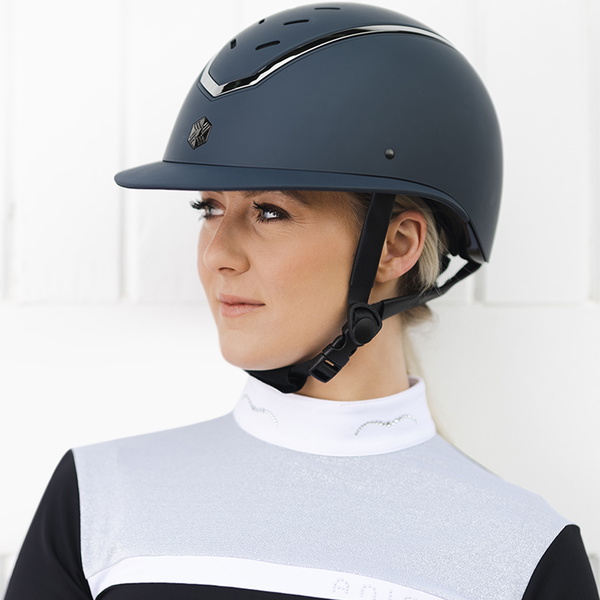 Charles Owen Kylo Standard Peak Riding Helmet KYLOC - Navy Matte / Pewter